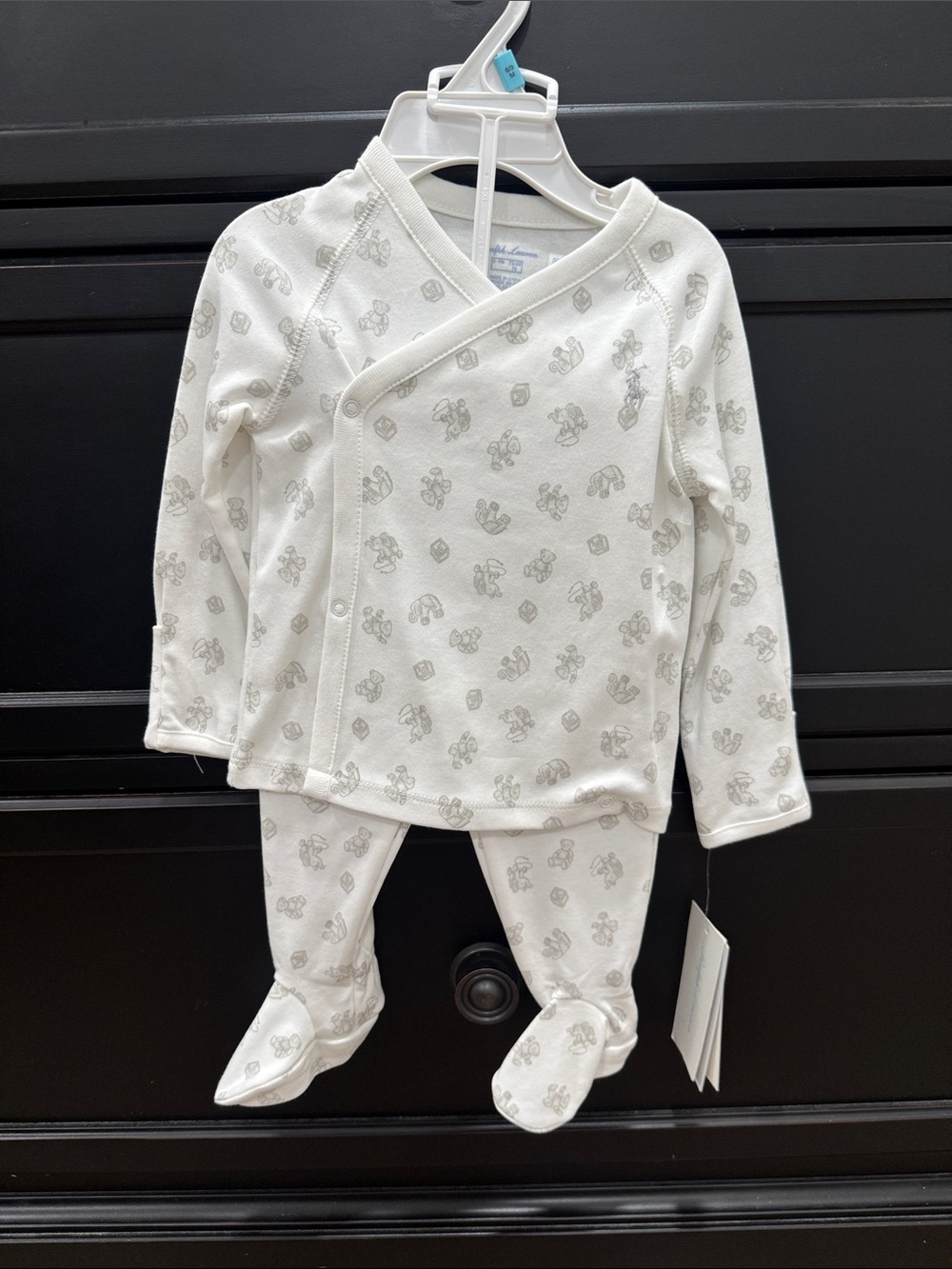 Ralph Lauren Baby Set Kimono and Pants Size 6-9 Months 100% Cotton
